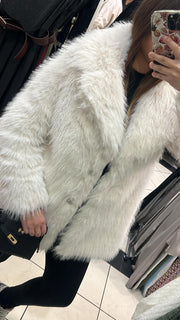 Veste Fourrure Blanc Cassé